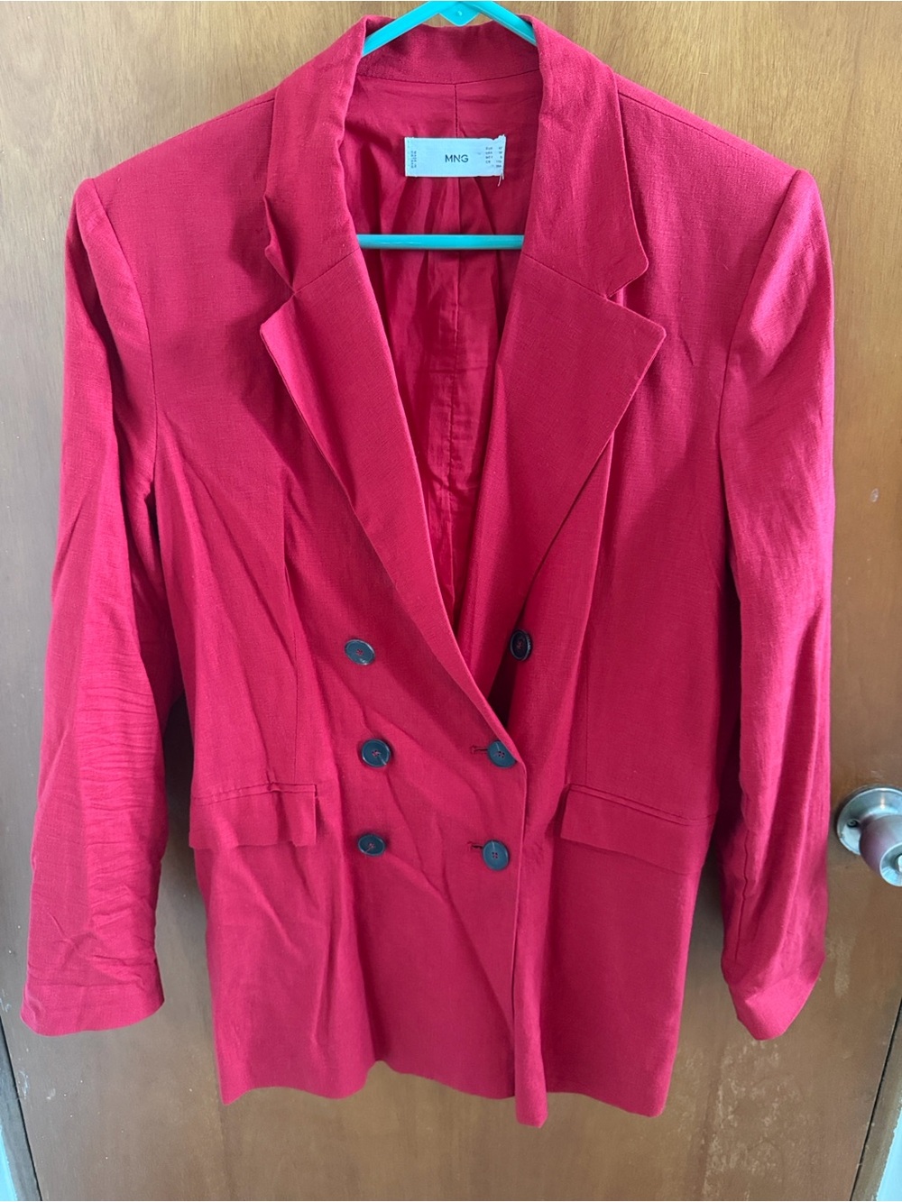 Mango Red Double-Breasted Women's Blazer